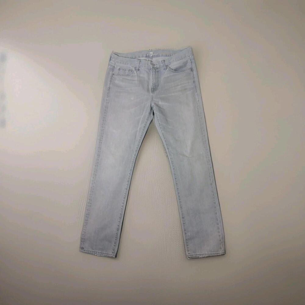 7 For All Mankind Slimmy Jeans Mens 34x33 Gray Slim Straight Denim